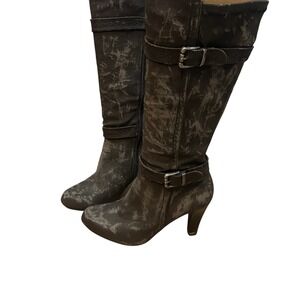 Rialto Monticello Black Distressed Grunge Faux Leather Boots